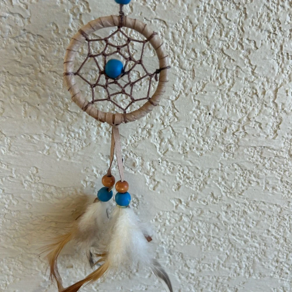 Blue and Brown Dreamcatcher with Wind Chimes